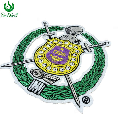 Fraternity Omega Escutcheon Shield Embroidery Patches For Sale Wholesale