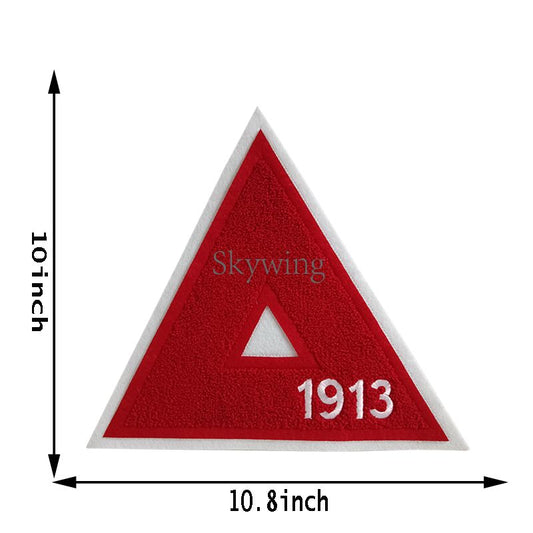 Red Greek Letter Delta 1913 Sorority Iron On Patch Chenille