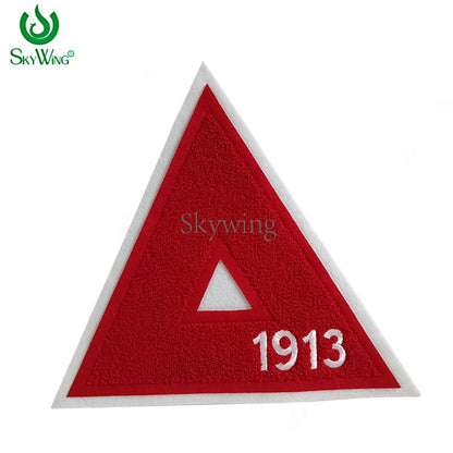 Red Greek Letter Delta 1913 Sorority Iron On Patch Chenille