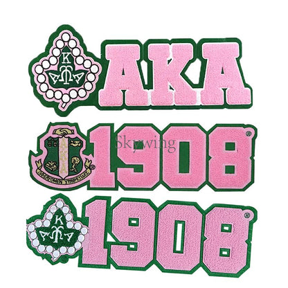 Greek Letter Sorority 1908 AKA Ivy Towel Chenille Number Patches