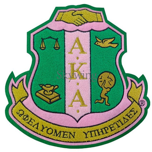 10.5 Inch AKA Shield Iron Chenille Embroidery Patches