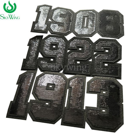 All Black Sequin Sorority Numbers Iron on Patch