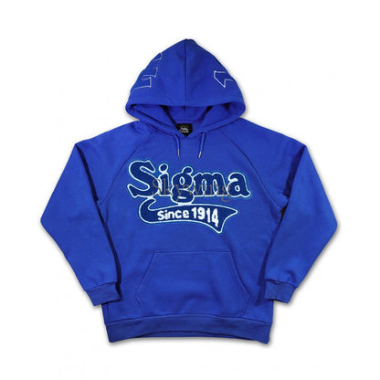 Greek Sorority Blue White Sigma 1914 Chenille Patch Hoodie
