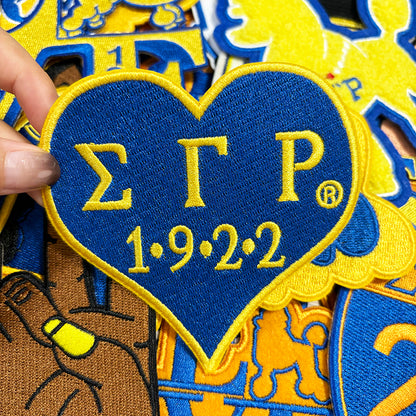Greek Sorority SGRHO Iron On Patch Over Embroidery
