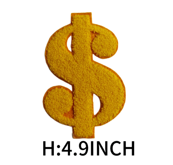 Dollar Sign Symbol Money Chenille Embroidery Iron on Patch