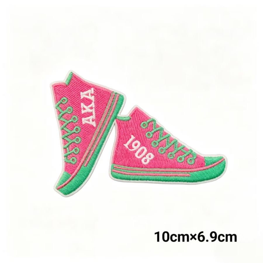 Pink & Green AKA Sorority Letter Iron-on Embroidery Patches