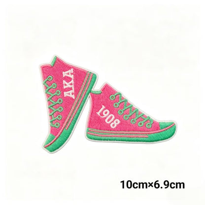 Pink & Green AKA Sorority Letter Iron-on Embroidery Patches