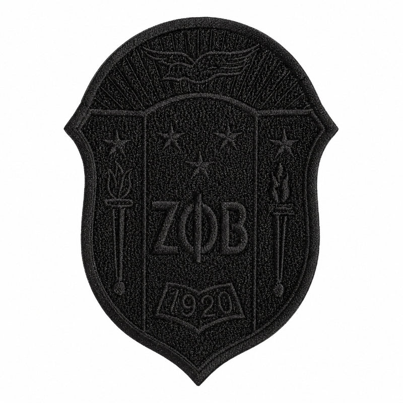 10.5 Inch Zeta Phi Beta Shield Chenille Iron On Patches