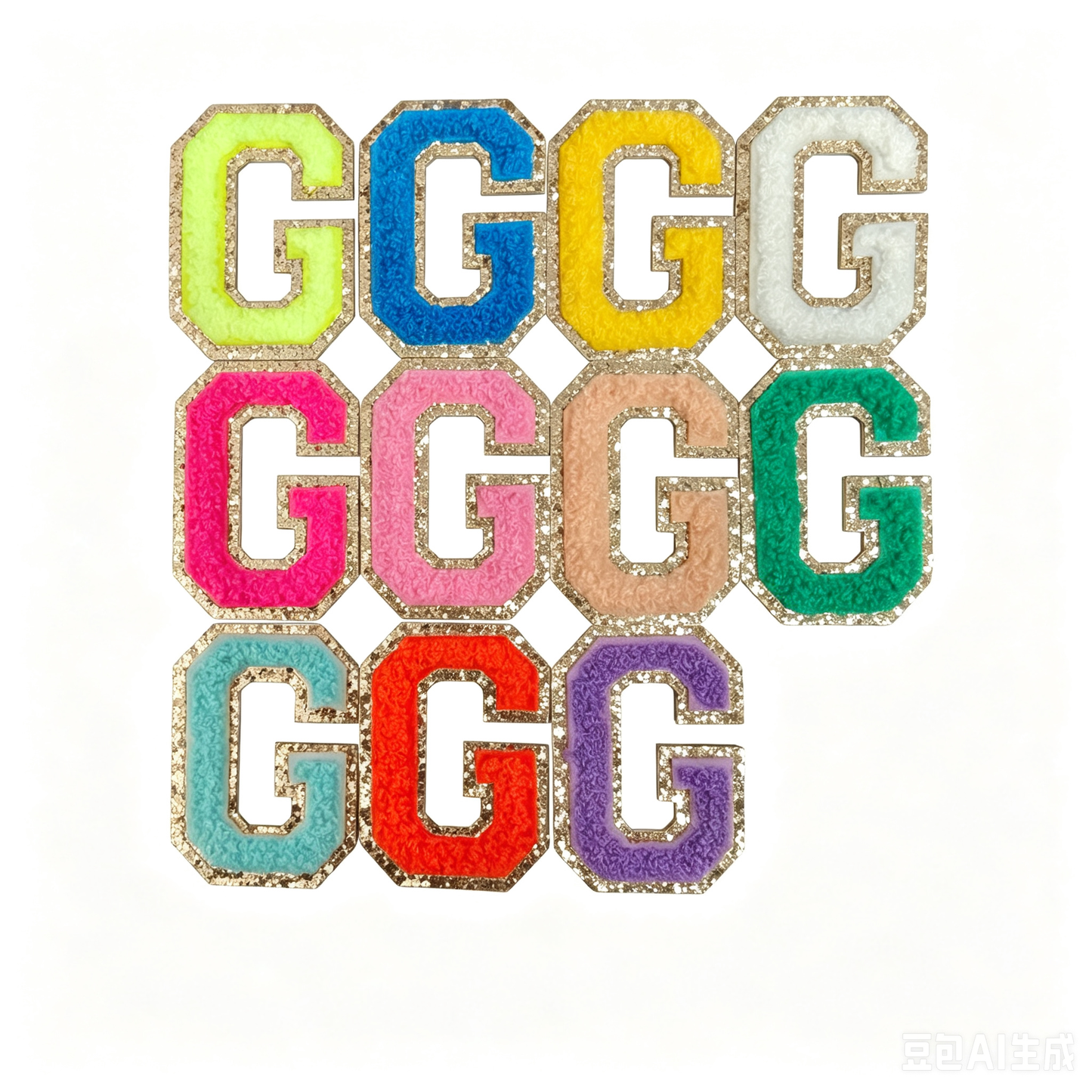Custom Chenille Letter Patches with Glitter Border