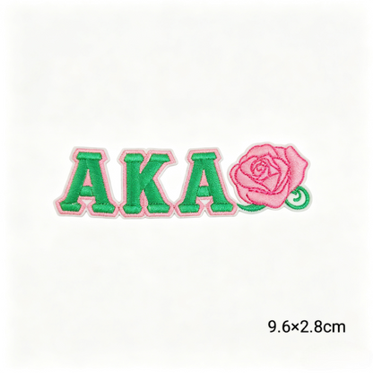 AKA Pink Green Sorority Embroidered Patches