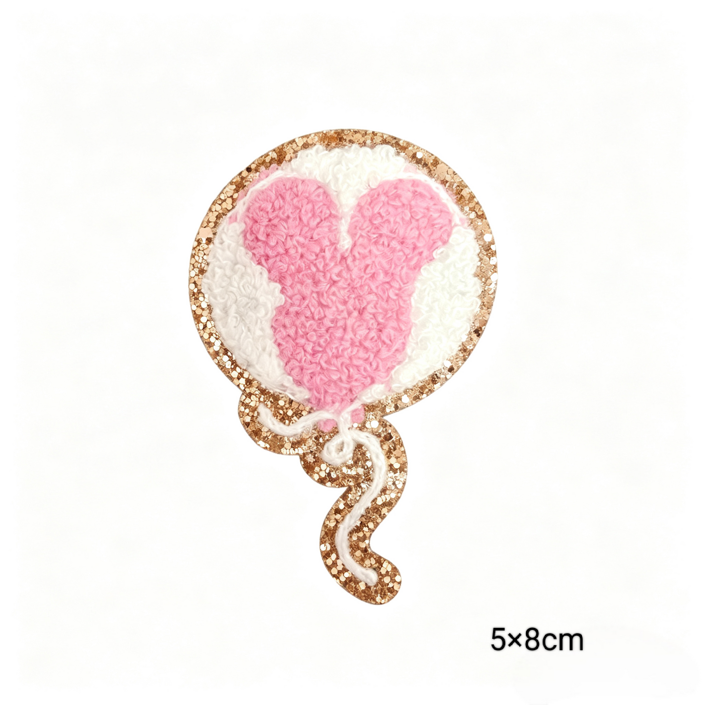Balloon Chenille Patches with Gold Glitter Border