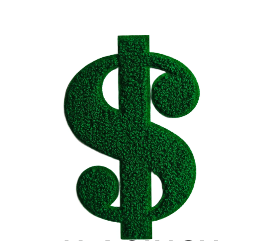 Dollar Sign Symbol Money Chenille Embroidery Iron on Patch