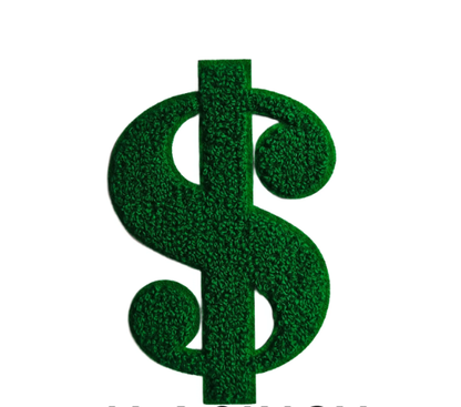 Dollar Sign Symbol Money Chenille Embroidery Iron on Patch