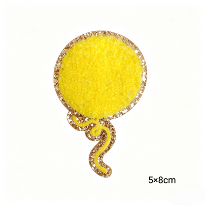Balloon Chenille Patches with Gold Glitter Border
