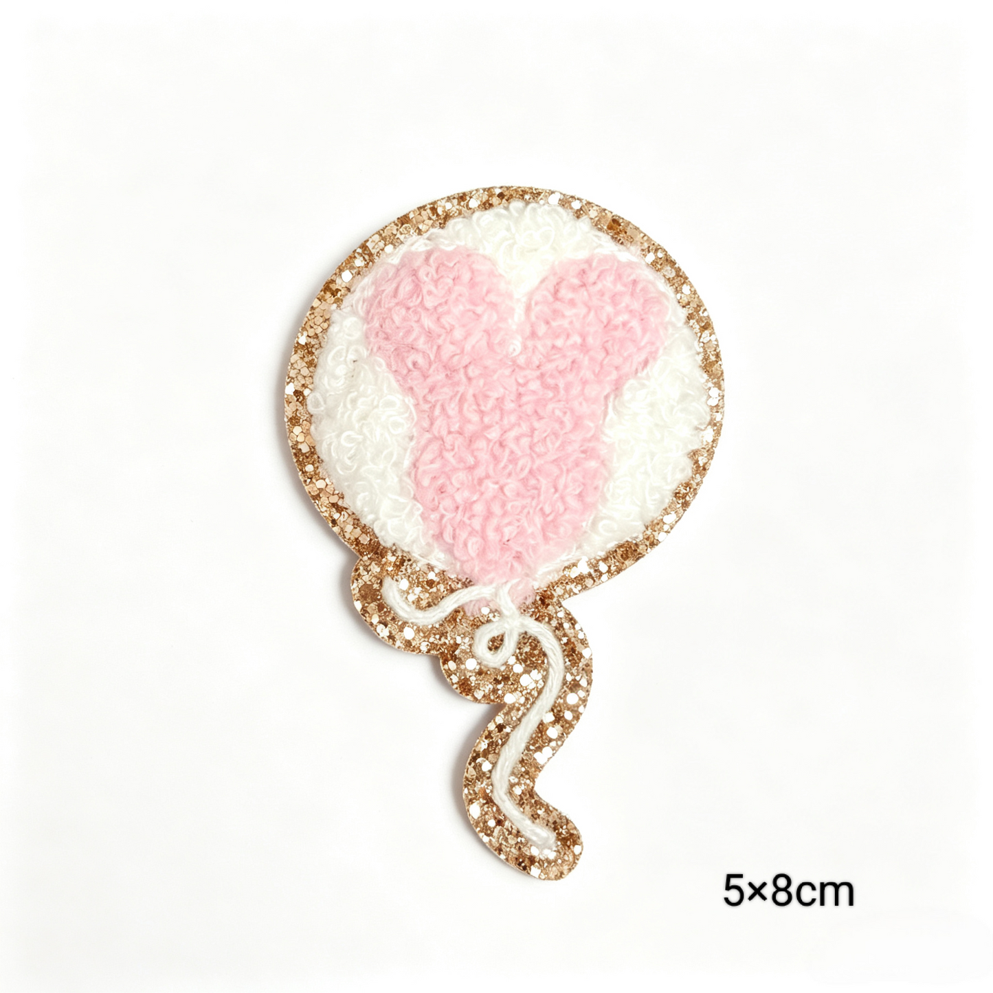 Balloon Chenille Patches with Gold Glitter Border