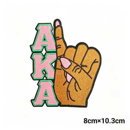 Pink & Green AKA Sorority Letter Iron-on Embroidery Patches