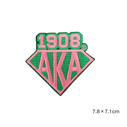 AKA Sorority Pink Green Embroidered Patches