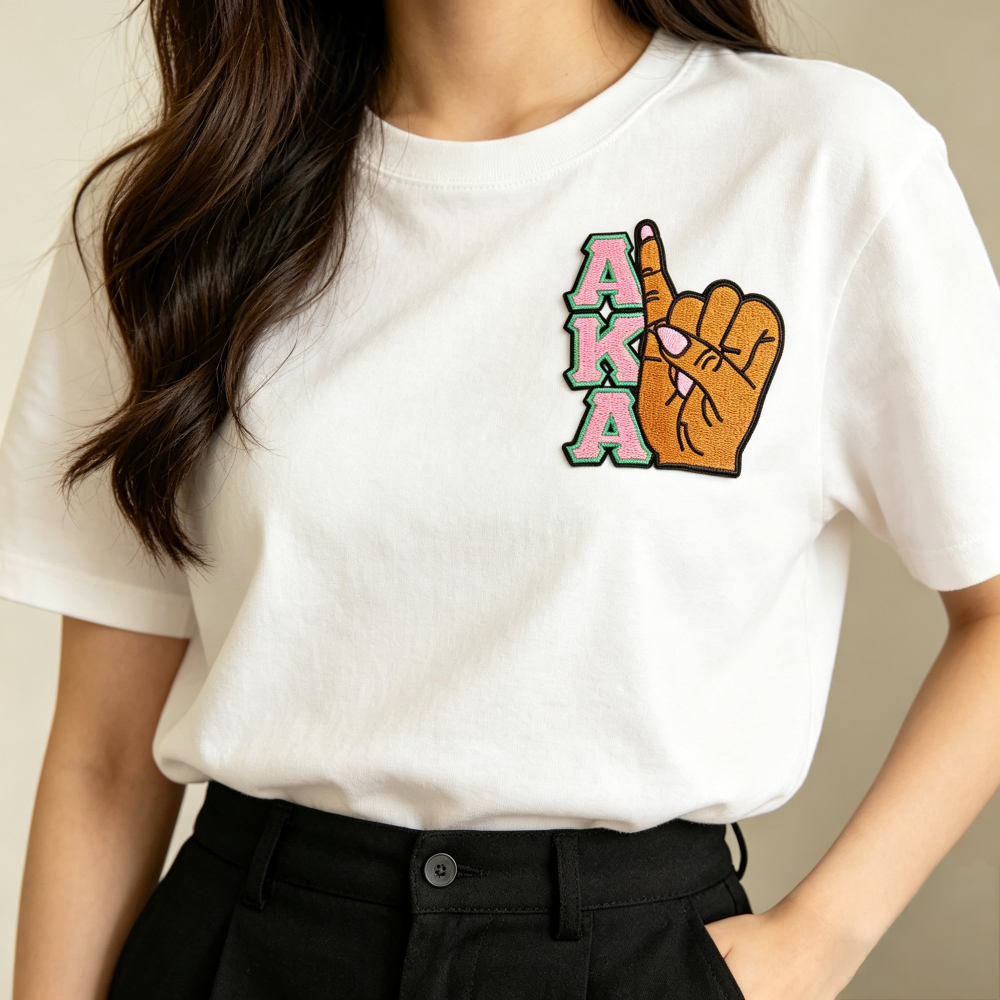 Pink & Green AKA Sorority Letter Iron-on Embroidery Patches