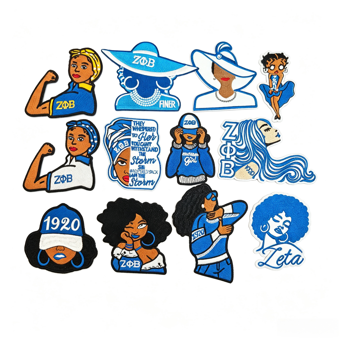 Zeta Phi Beta Finer Womanhood Embroidered Patches Set