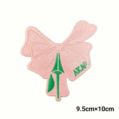 Pink & Green AKA Sorority Letter Iron-on Embroidery Patches