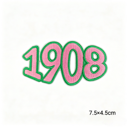 AKA Pink Green Sorority Embroidered Patches