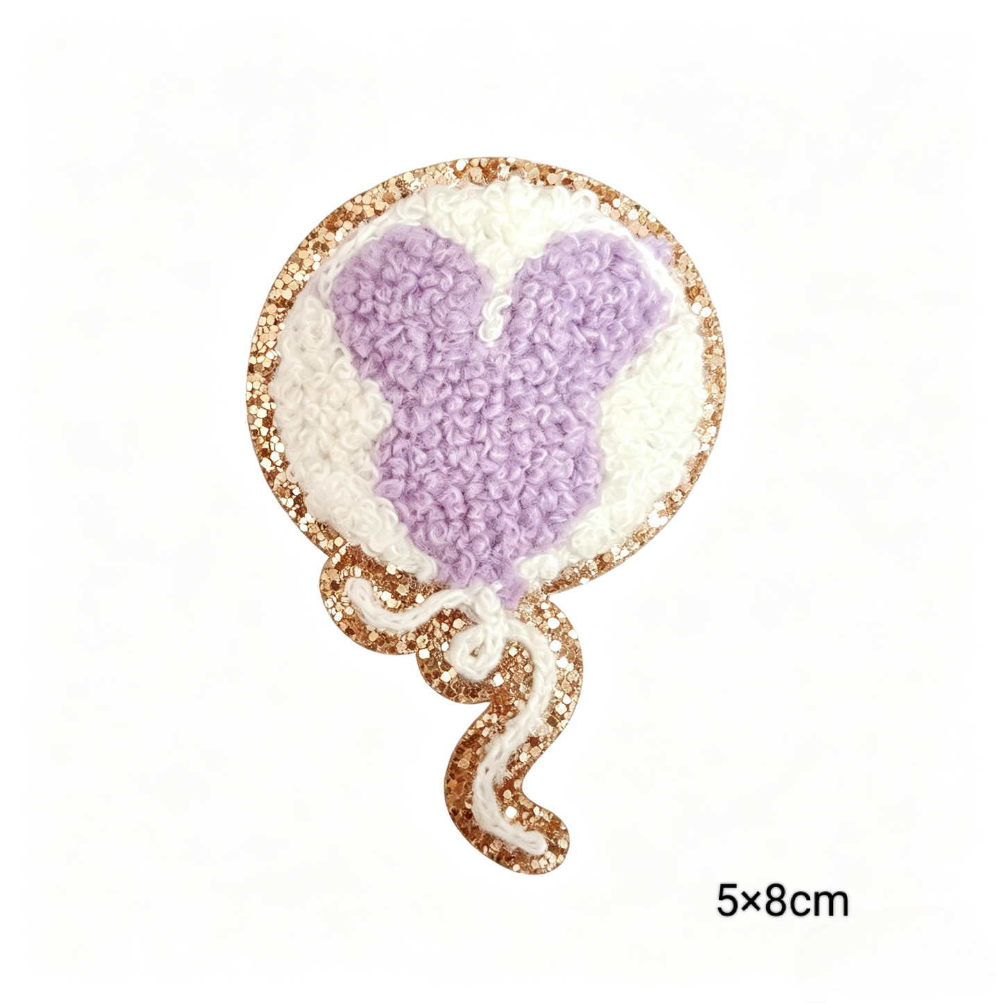 Balloon Chenille Patches with Gold Glitter Border