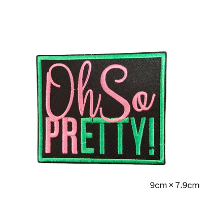 Pink Green Black Greek Letter Embroidered Iron On Patches