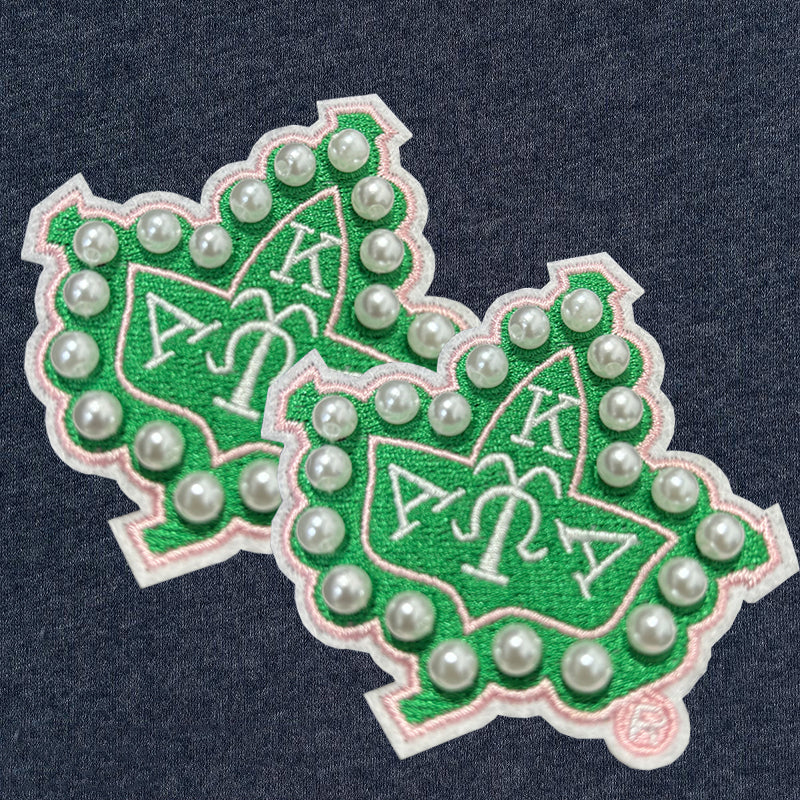 AKA 1908 Sorority 3D Pearls Ivy Shield Embroidered Sew on Patch