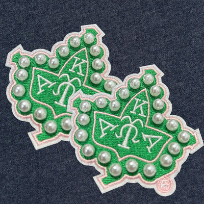 AKA 1908 Sorority 3D Pearls Ivy Shield Embroidered Sew on Patch
