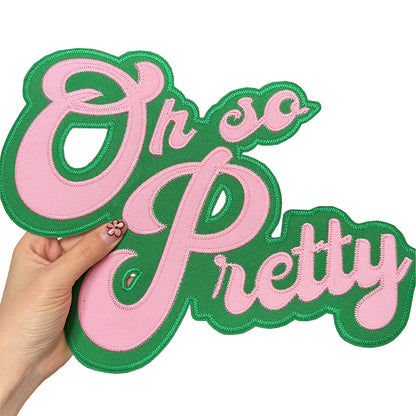 Pink and Green Twill Oh So Pretty Iron on Patch