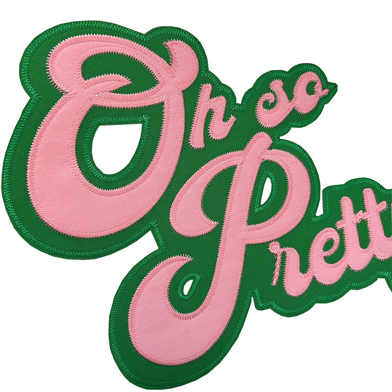 Pink and Green Twill Oh So Pretty Iron on Patch