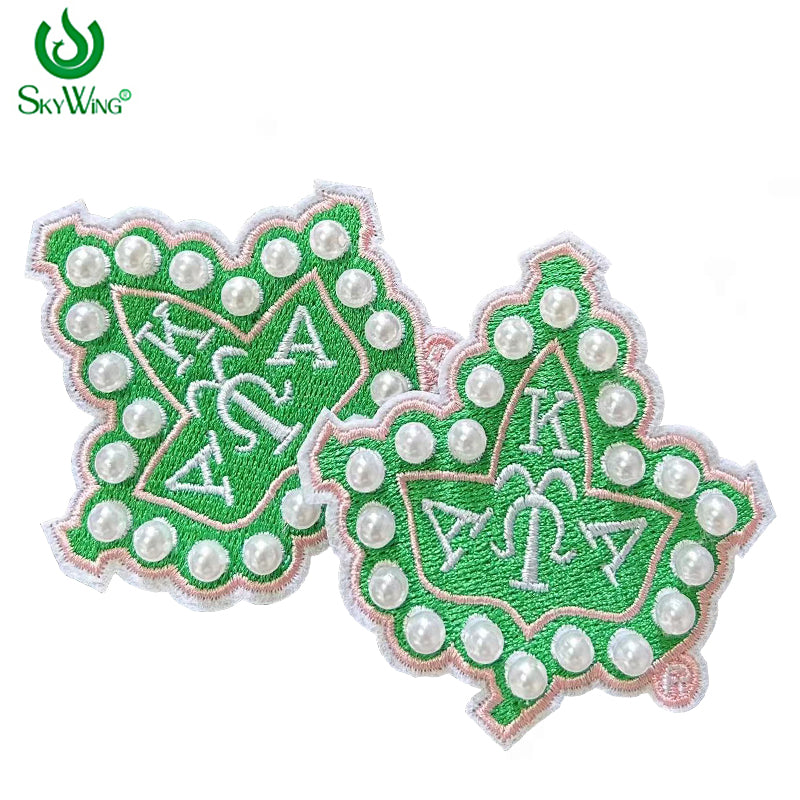 AKA 1908 Sorority 3D Pearls Ivy Shield Embroidered Sew on Patch