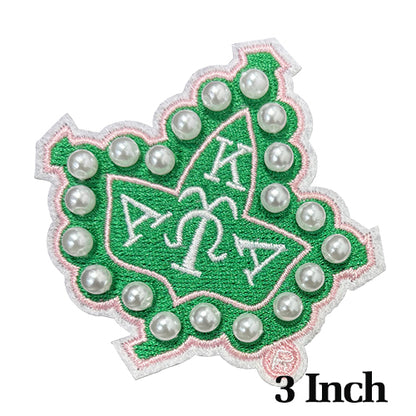 AKA 1908 Sorority 3D Pearls Ivy Shield Embroidered Sew on Patch